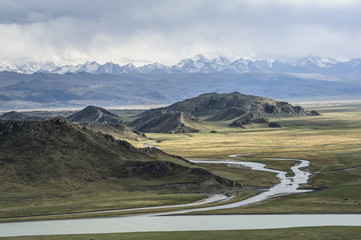 Landscape of the grassland in Bayanbulak, Xinjiang