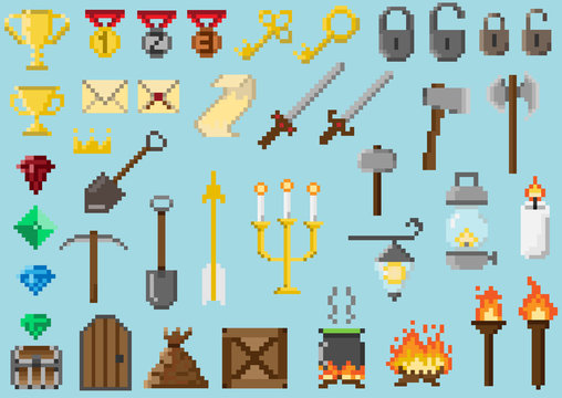 A set of pixel objects and elements