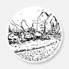 Black and white landscape in the form of a sketch