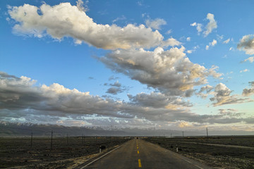 Road and the cloudscape,xinjiang of China