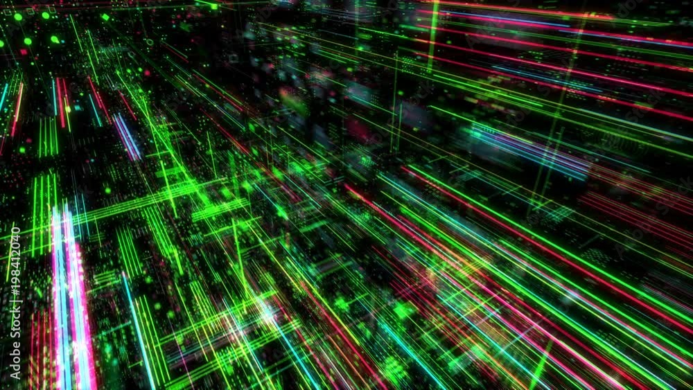 Poster abstract digital matrix particles grid virtual reality abstract cyber space science and technology b