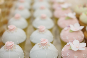 Blur of pastel cupcake on a plate. Vintage style