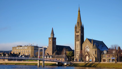 Obraz premium Beautiful Inverness cityscape with river view at Highland, Scotland