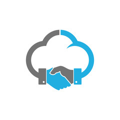 Handshake Cloud Logo Icon Design
