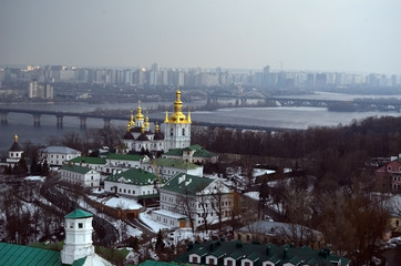 Kiev Pechersk Lavra monastery. Aerial view

