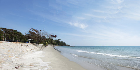 The Scenic beach in a Thailand tropical sea at summer season with a calm wave and sky for relax in holiday.