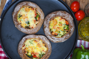 Mini pizza appetizers made with cheese,