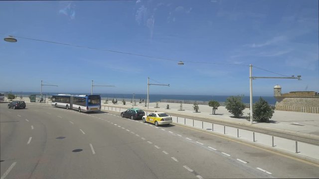 Driving in Plaza Goncalvez Zarco in Porto