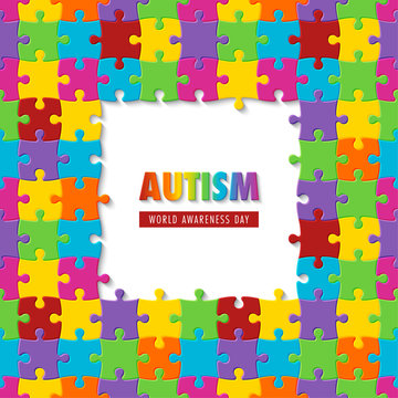 World autism awareness day. Colorful puzzle background. Symbol of autism. Vector Illustration
