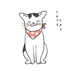 Vector illustration character design adorable cat and beauty scarf