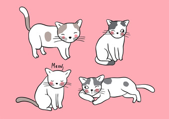 Vector set character design adorable cats