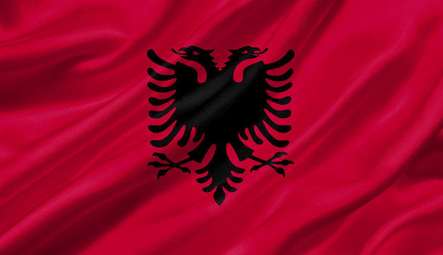 Albania flag waving with the wind, 3D illustration.