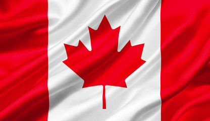 Canada flag waving with the wind, 3D illustration.