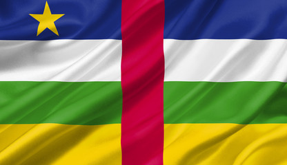Central African Republic flag waving with the wind, 3D illustration.