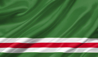 Chechen Republic of Ichkeria flag waving with the wind, 3D illustration.
