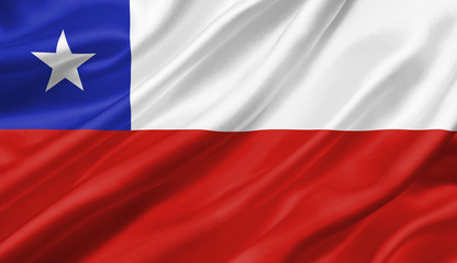 Chile flag waving with the wind, 3D illustration.