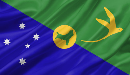 Christmas Island flag waving with the wind, 3D illustration.