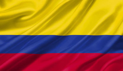 Colombia flag waving with the wind, 3D illustration.