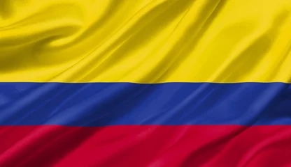 Foto op Canvas Colombia flag waving with the wind, 3D illustration. © adaptice