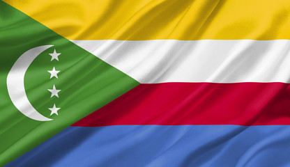 Comoros flag waving with the wind, 3D illustration.