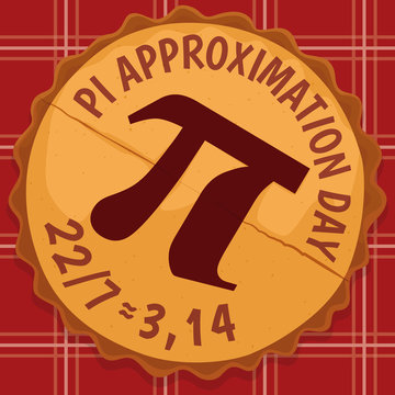 Delicious Pie with Pi Symbol for Pi Approximation Day, Vector Illustration