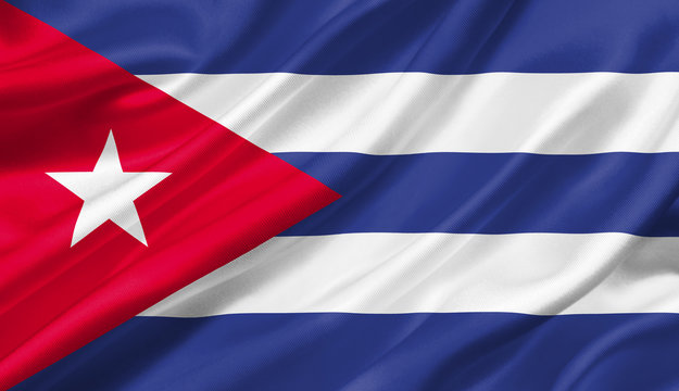 Cuba flag waving with the wind, 3D illustration.