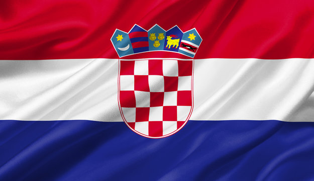 Croatia flag waving with the wind, 3D illustration.