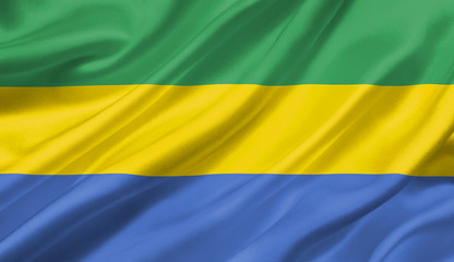 Gabon flag waving with the wind, 3D illustration.