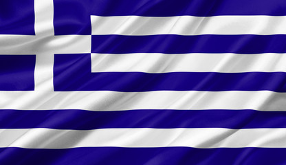 Greece flag waving with the wind, 3D illustration.