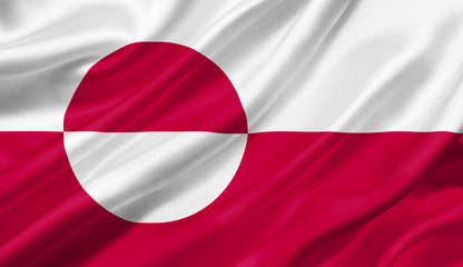 Greenland flag waving with the wind, 3D illustration.