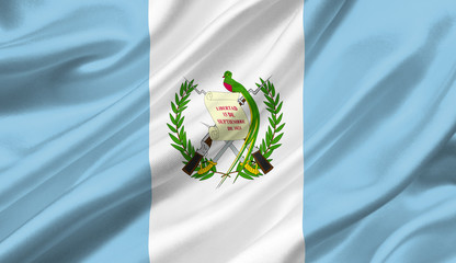 Guatemala flag waving with the wind, 3D illustration.