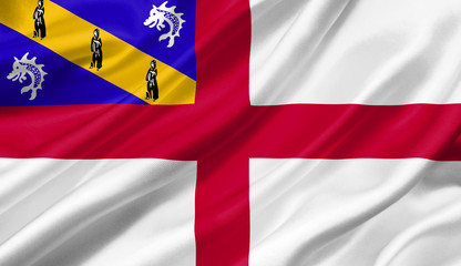 Obraz premium Herm flag waving with the wind, 3D illustration.