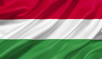 Hungary flag waving with the wind, 3D illustration.