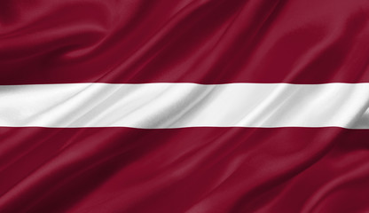 Latvia flag waving with the wind, 3D illustration. - obrazy, fototapety, plakaty