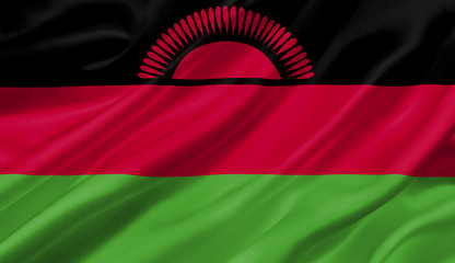 Malawi flag waving with the wind, 3D illustration.