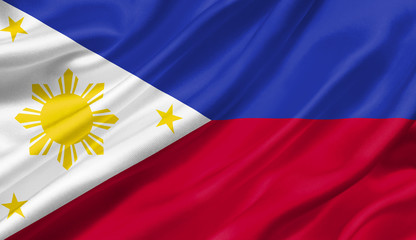 Philippines flag waving with the wind, 3D illustration.