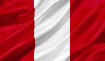Peru flag waving with the wind, 3D illustration.