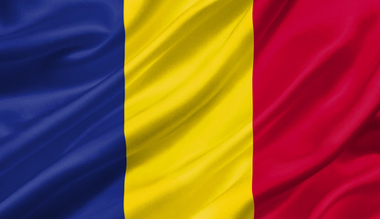 Romania flag waving with the wind, 3D illustration.