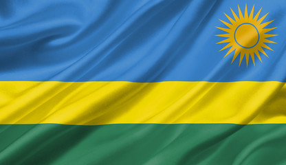 Rwanda flag waving with the wind, 3D illustration.