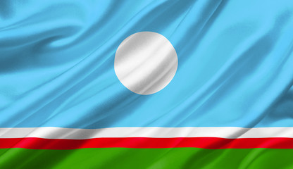 Sakha Republic flag waving with the wind, 3D illustration.