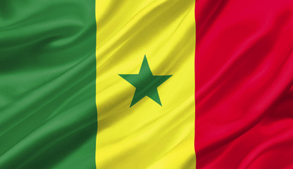 Senegal flag waving with the wind, 3D illustration.