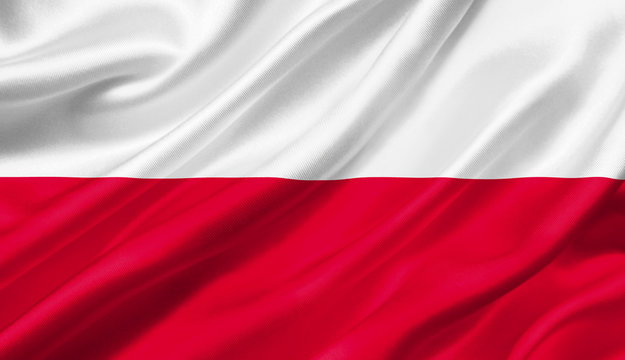 Poland flag waving with the wind, 3D illustration.