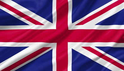 United Kingdom flag waving with the wind, 3D illustration.