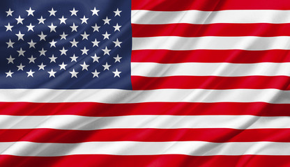United States flag waving with the wind, 3D illustration.