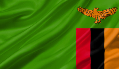 Zambia flag waving with the wind, 3D illustration.