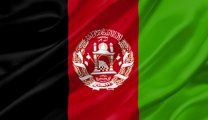 Afghanistan flag waving with the wind, 3D illustration.