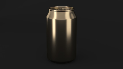 Blank small gold aluminium soda can mockup