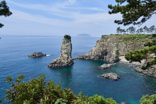 Oedolgae rock and hill of storm in Jeju island