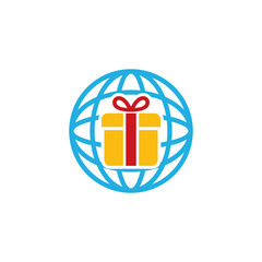 Gift Globe Logo Icon Design