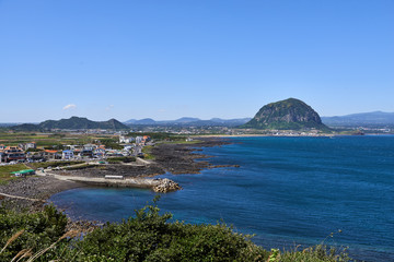 Naklejka na ściany i meble Landscape of southwestern coast of Jeju Island